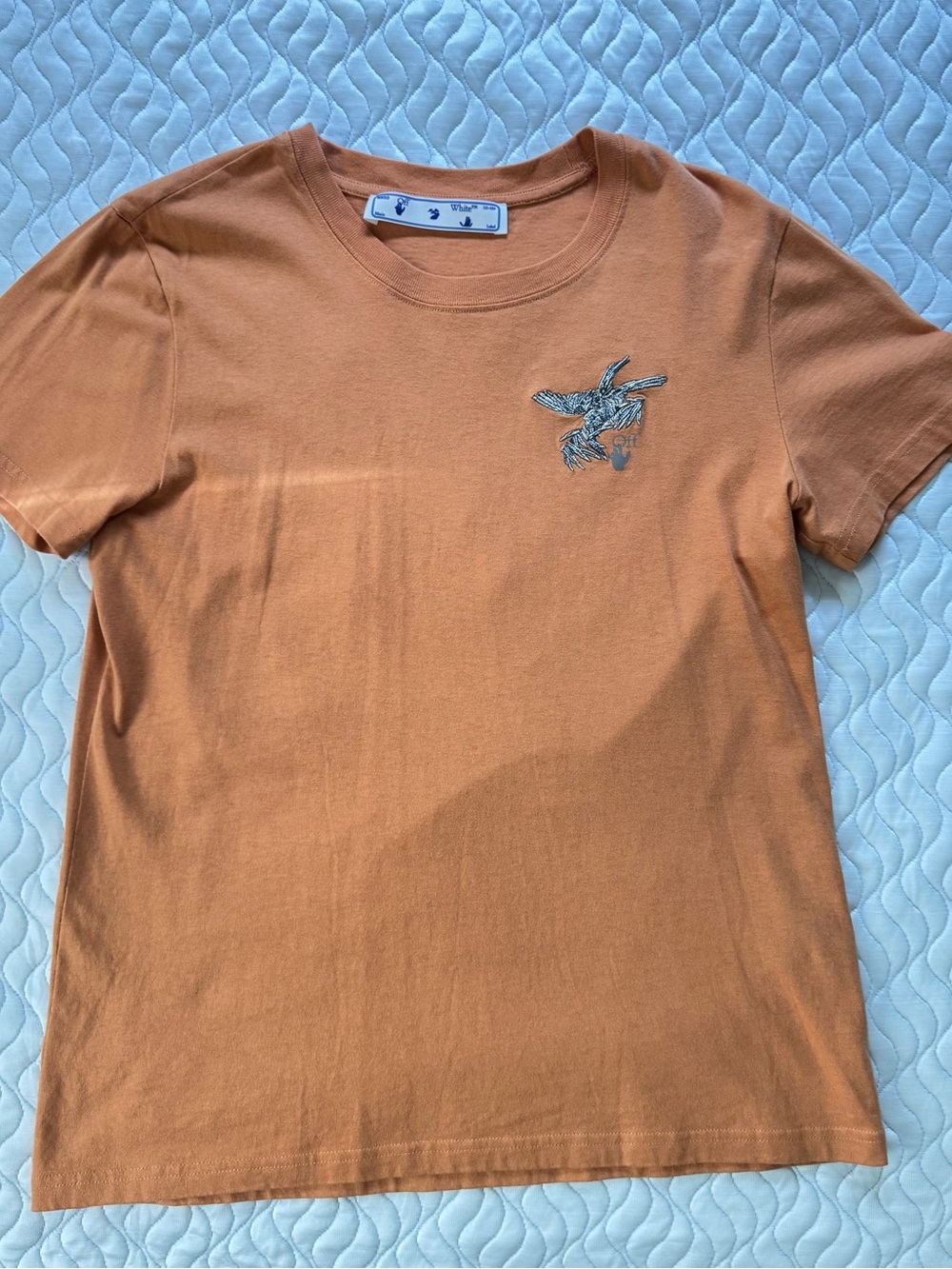 Off-White Women Birds Arrows Embroidered T-Shirt Orange Cotton